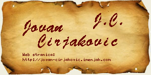 Jovan Ćirjaković vizit kartica